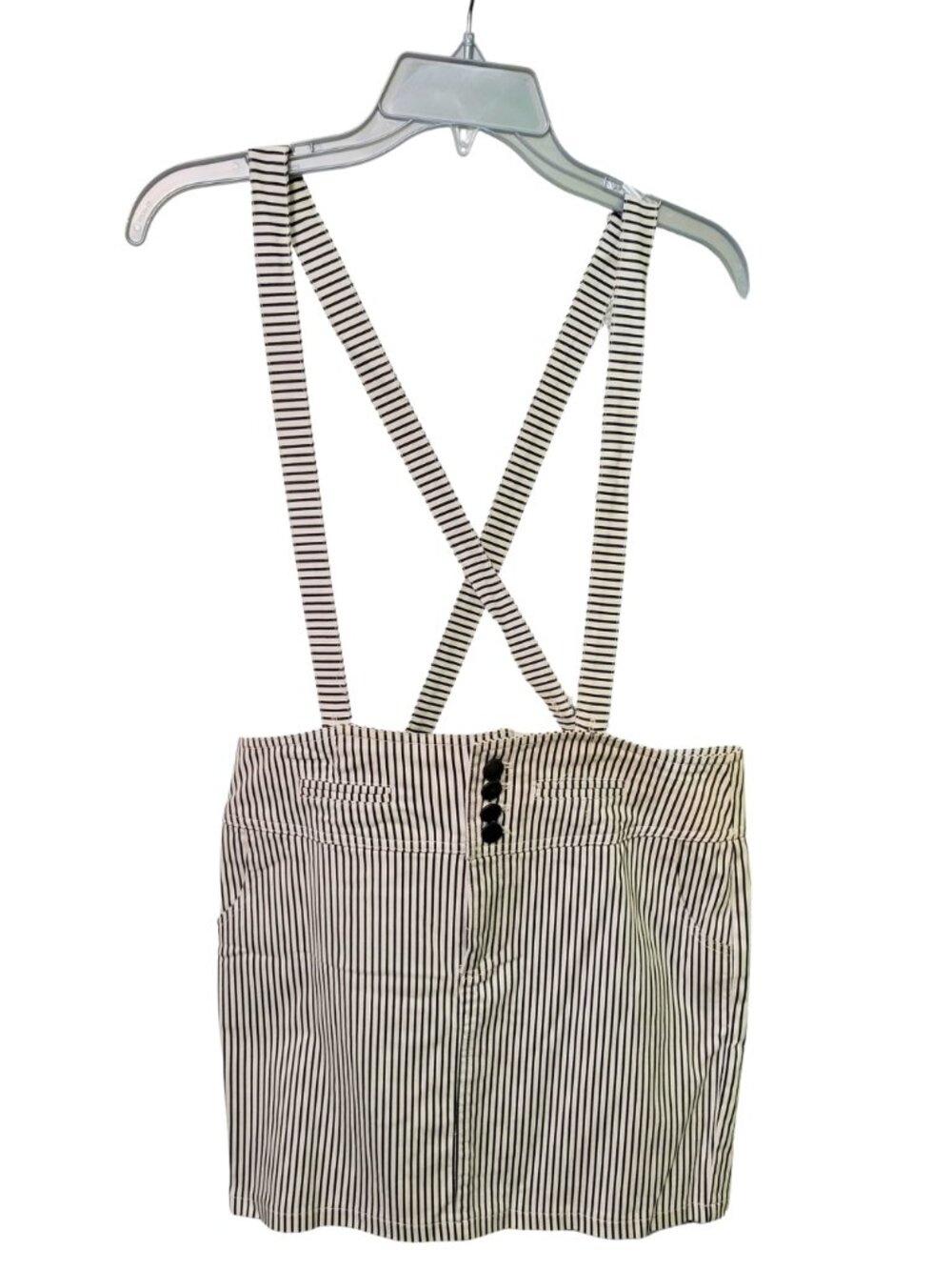 High-Waisted Striped Suspender Mini Skirt | Large